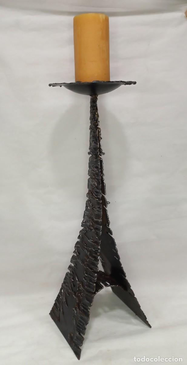Vintage: CANDELABRO DE SUELO VINTAGE DE FORJA , ESTILO BRUTALISTA - A&Ntilde;OS 50 / 60