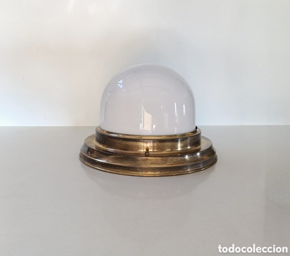 Vintage: PLAFON LATON OPALINA A&Ntilde;OS 70 // VINTAGE BAUHAUS LAMPARA NAUTICA TECHO PARED