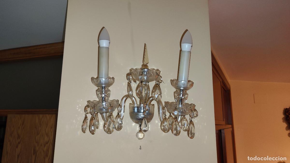 Vintage: Aplique de pared de cristal tipo ara&ntilde;a &ndash; 2 luces