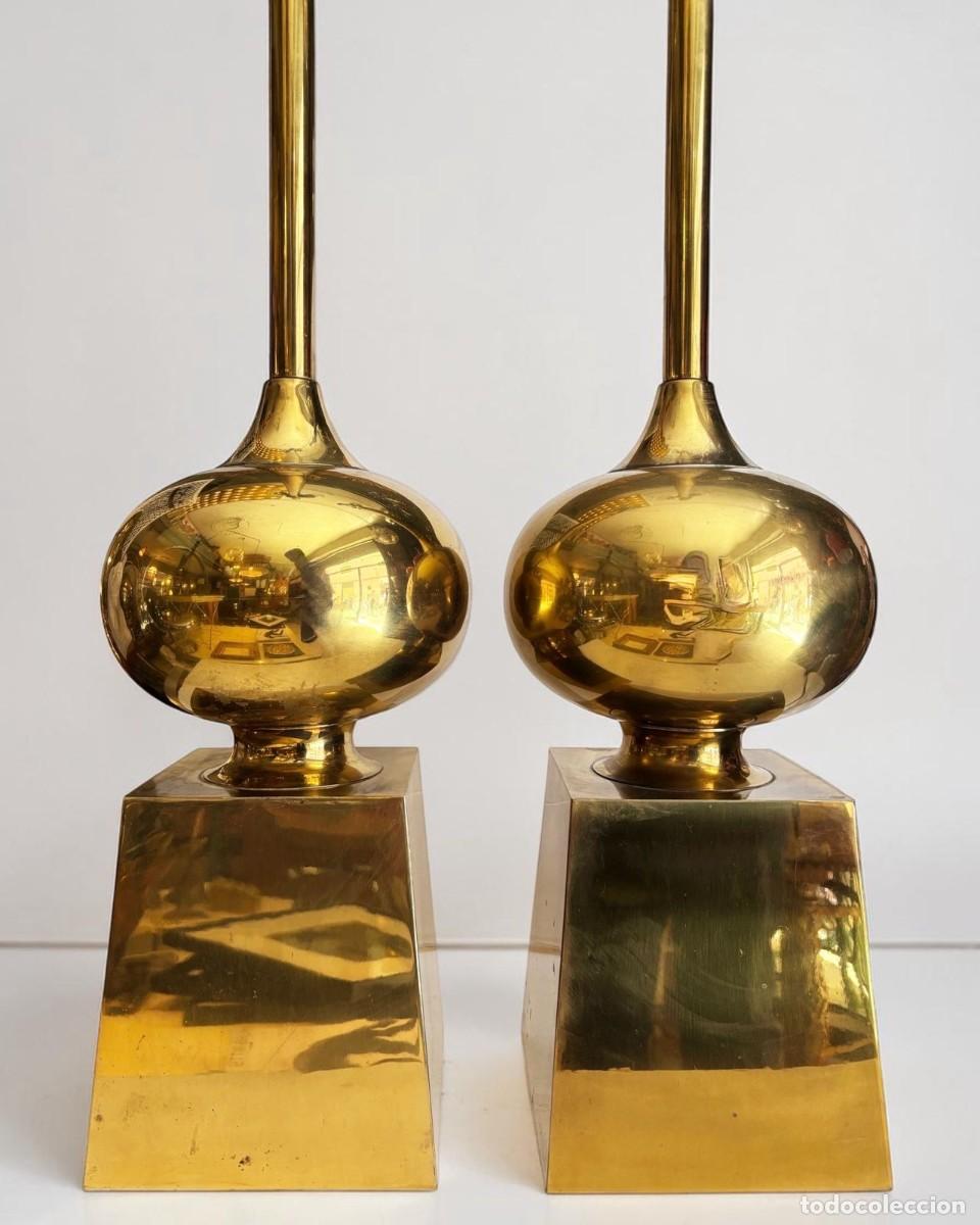 Vintage: Pareja de grandes lamparas de laton 1960