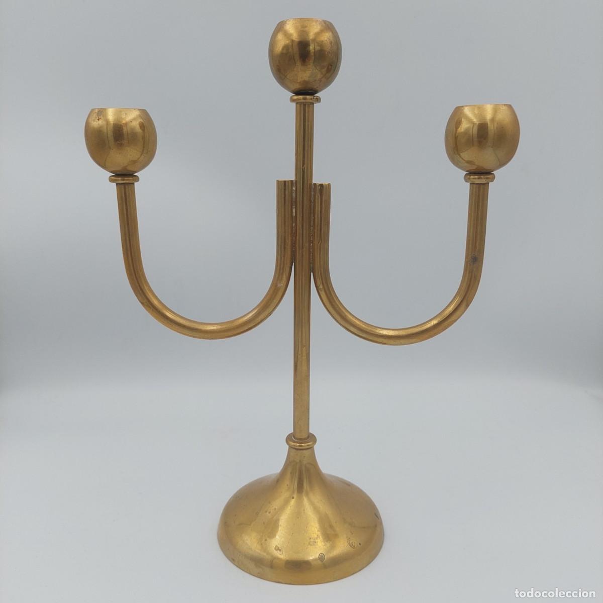 Vintage: Candelabro de laton brutalista