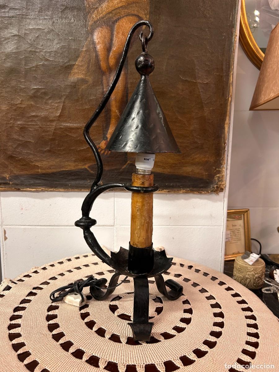 Vintage: L&aacute;mpara sobremesa Hierro Forjado 49 cm