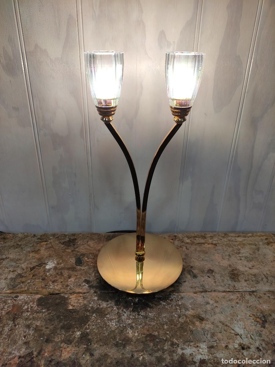 Vintage: Lampara sobremesa acabada en oro 24k