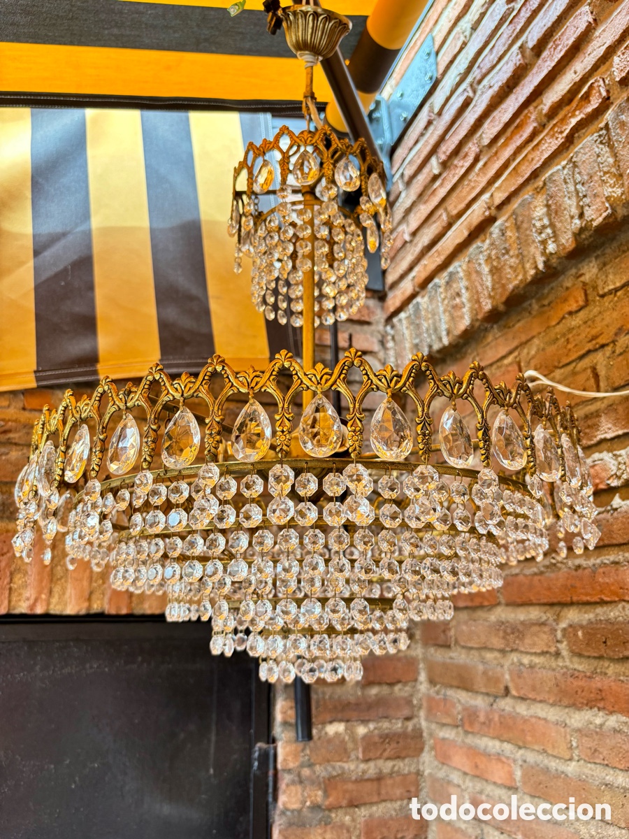 Vintage: L&aacute;mpara Vintage Imperio (70x50 cm) - Bronce y Cristal - Joya