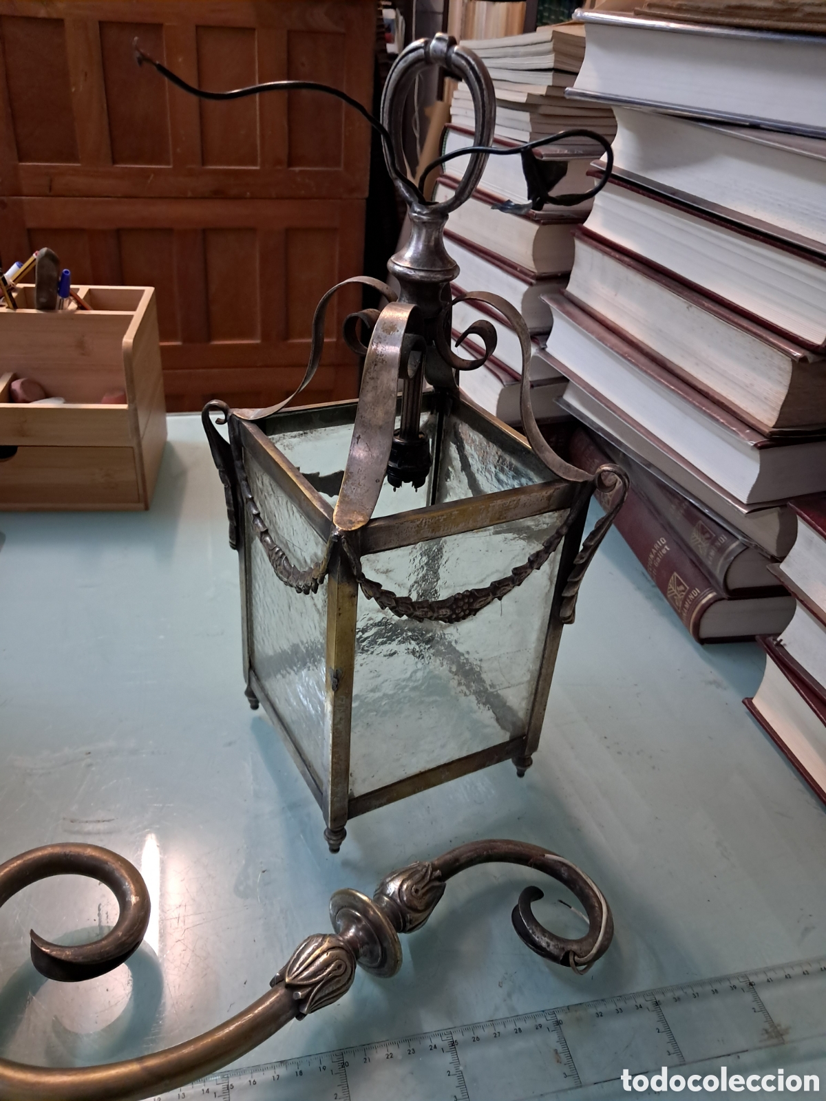 Vintage: L&aacute;mpara farol en bronce 40 cm - Foto 2