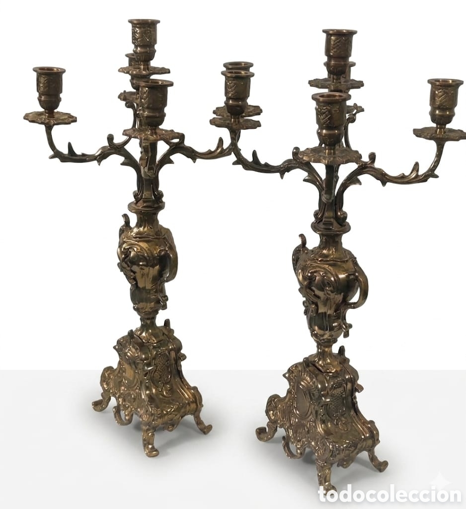 Vintage: Candelabros de lat&oacute;n.
