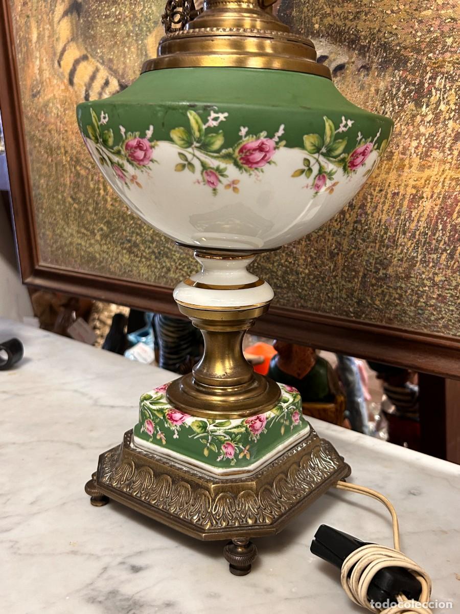 Vintage: L&aacute;mpara quinqu&eacute; de porcelana - Foto 3