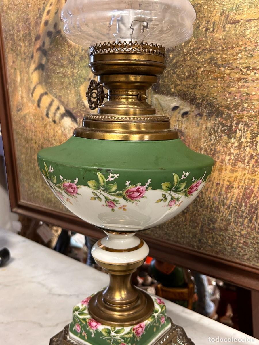 Vintage: L&aacute;mpara quinqu&eacute; de porcelana - Foto 4