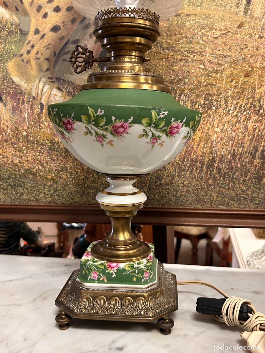 Vintage: L&aacute;mpara quinqu&eacute; de porcelana - Foto 8