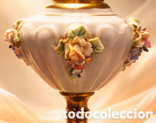 Vintage: L&aacute;mpara vintage porcelana - Foto 2