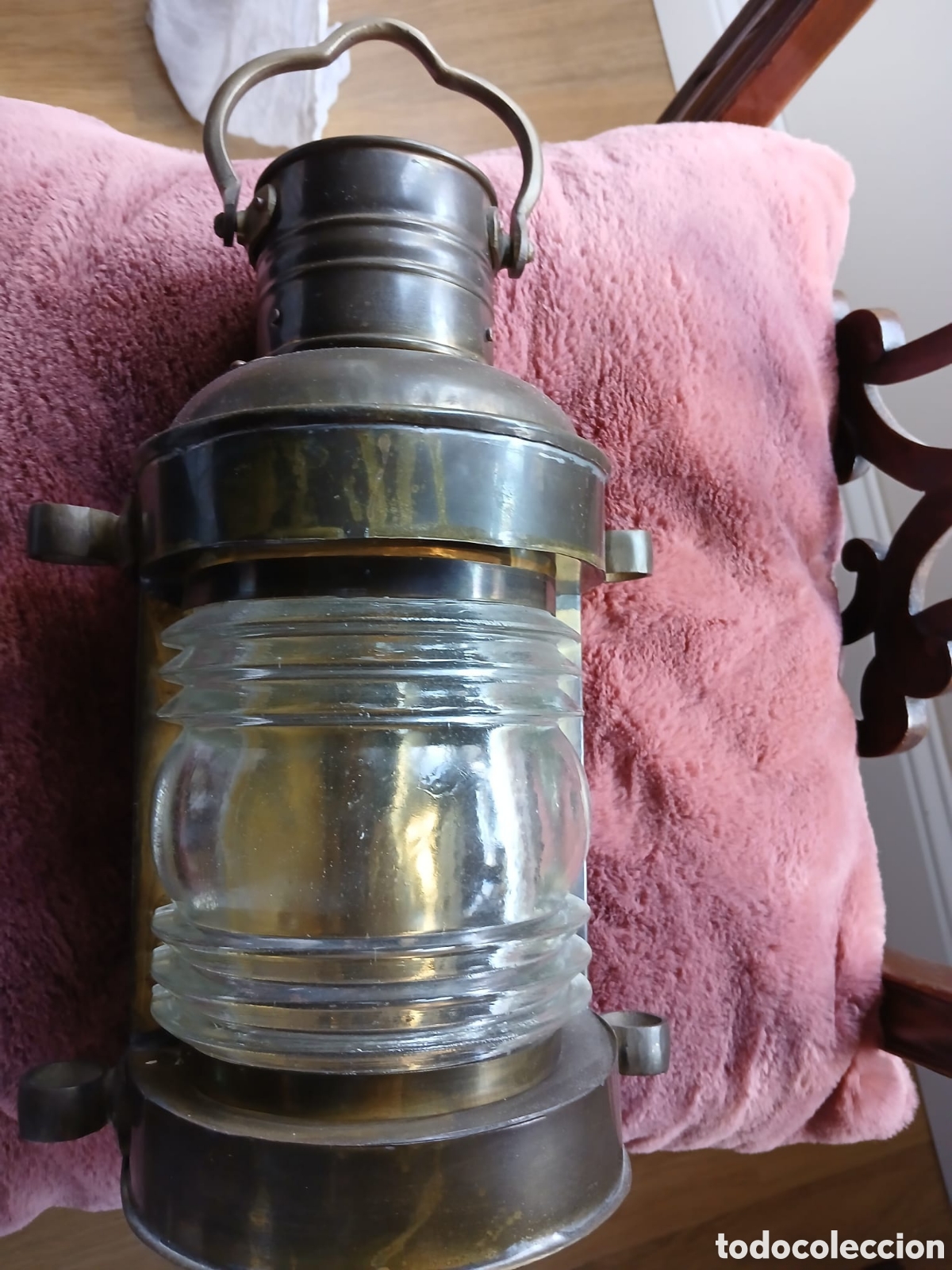 Vintage: Farol de Barco Antiguo. Lat&oacute;n y Cristal