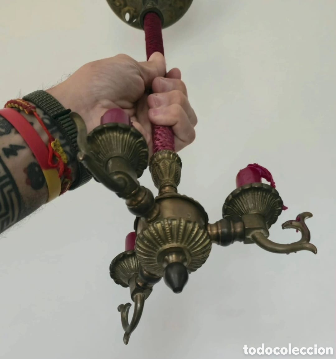 Vintage: Candelabro bronce 3 brazos - Foto 2