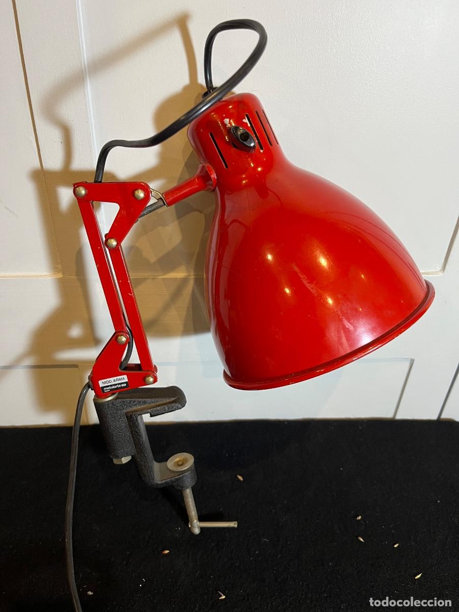 Vintage: L&aacute;mpara Mini Metalarte Arma roja vintage flexo industrial arquitecto a&ntilde;os 70 dise&ntilde;o espa&ntilde;ol