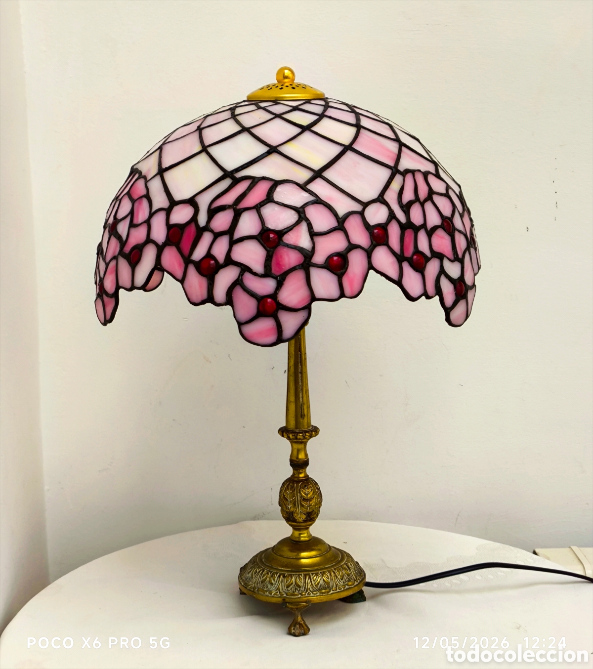 Vintage: Lampara estilo Tiffany pantalla Rosita