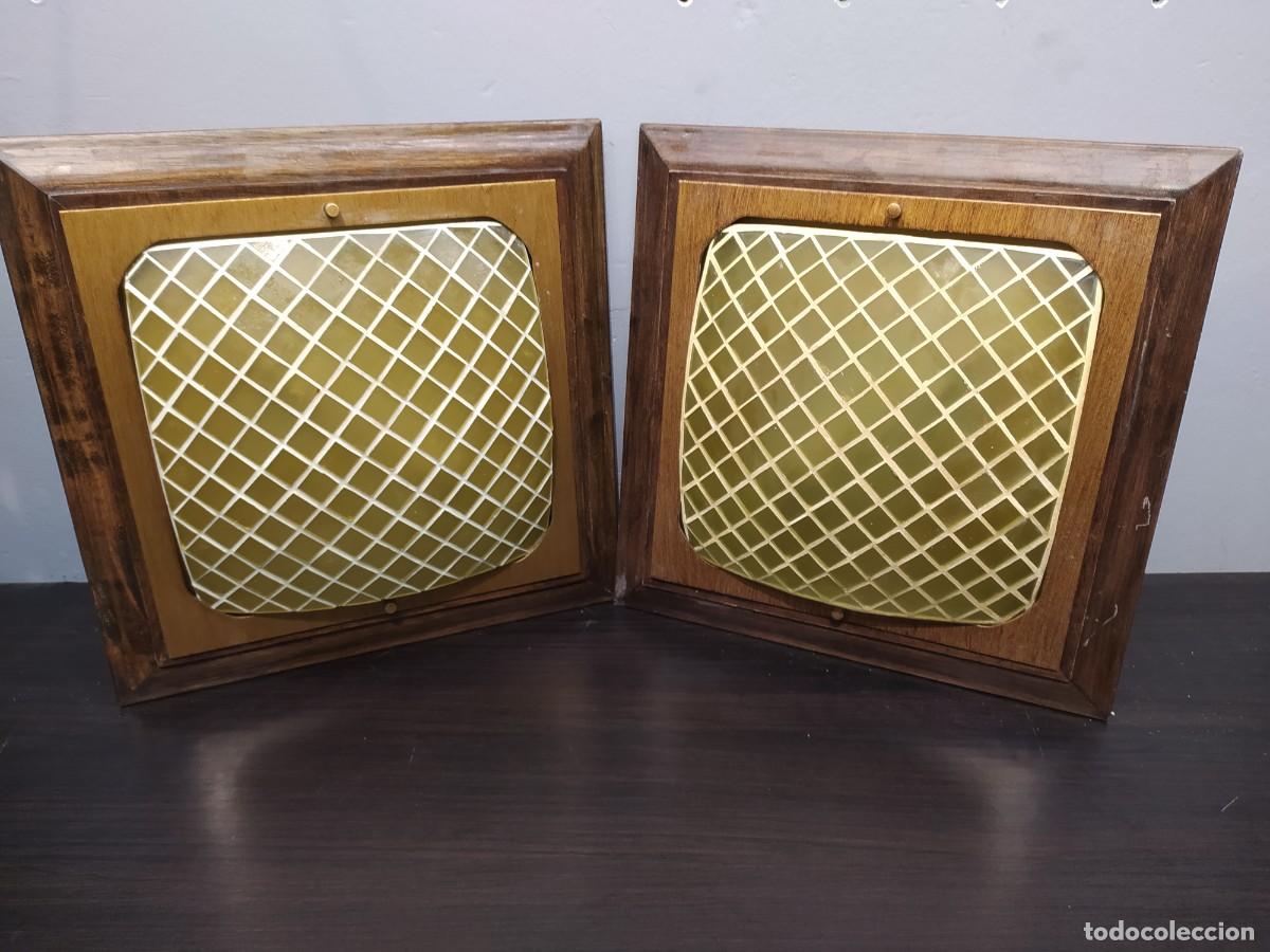 Vintage: PAREJA APLIQUES PARED MADERA-APLIQUES LUZ, LAMPARA VINTAGE-NUEVOS SIN USO-