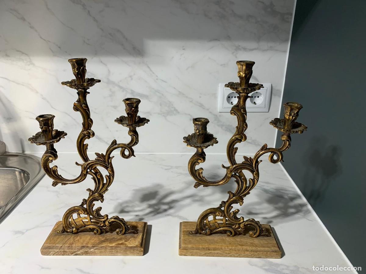 Vintage: Candelabros con peana marmol