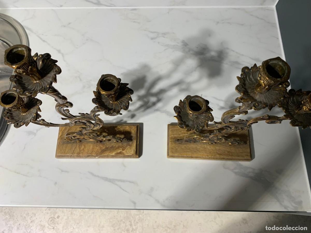 Vintage: Candelabros con peana marmol - Foto 2