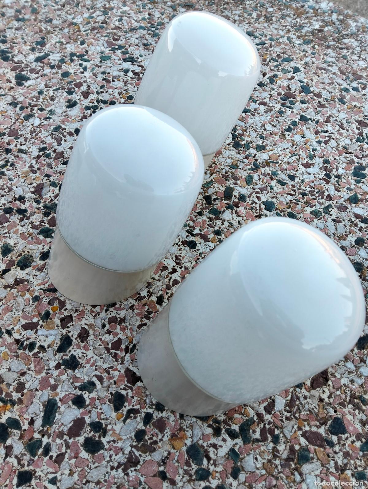 Vintage: L&aacute;mparas de pared techo antiguas aplique color blanco mid century soporte plastico dise&ntilde;o a&ntilde;os 60-70