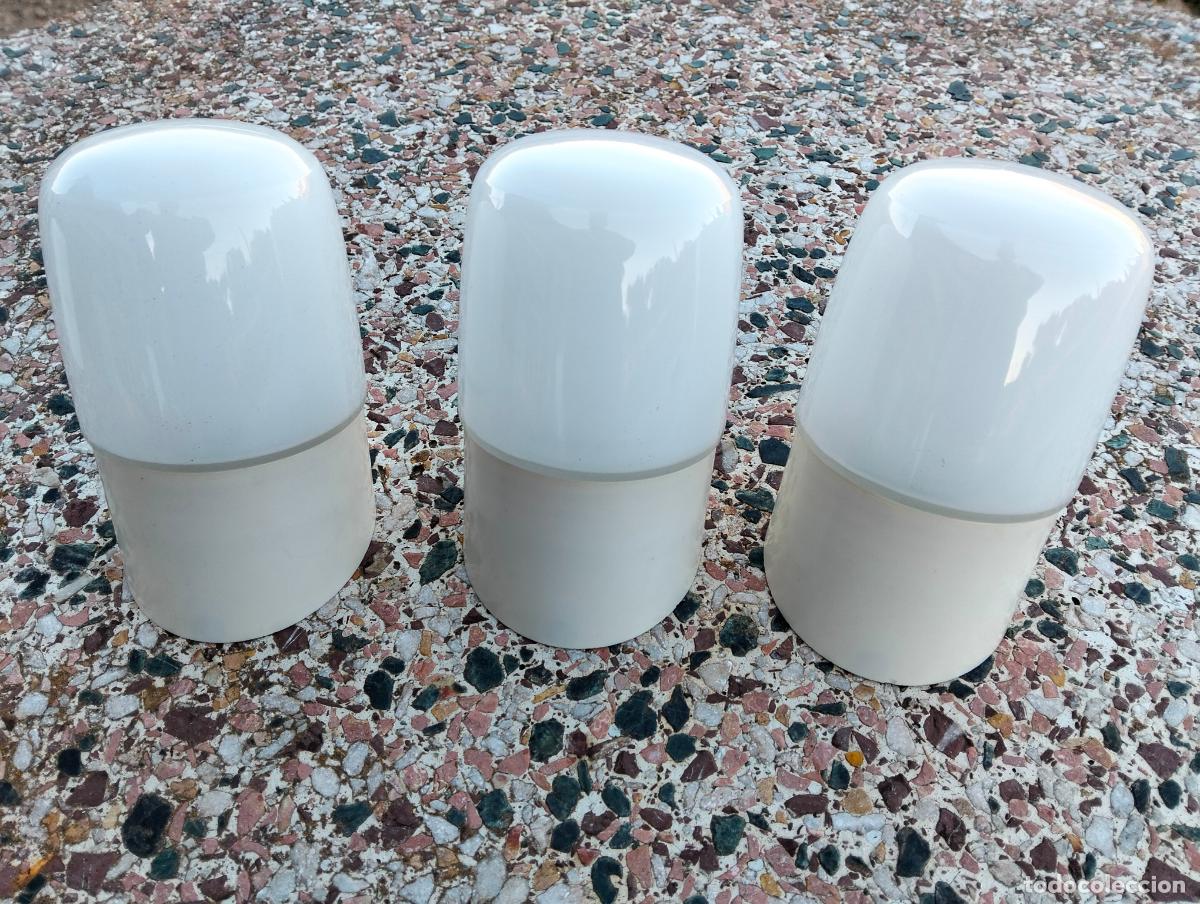 Vintage: L&aacute;mparas de pared techo antiguas aplique color blanco mid century soporte plastico dise&ntilde;o a&ntilde;os 60-70