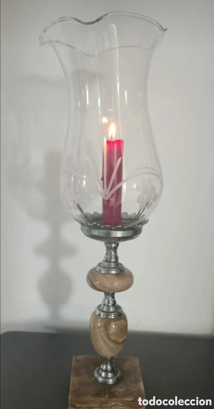 Vintage: Lampara cristal y alabastro - Foto 2