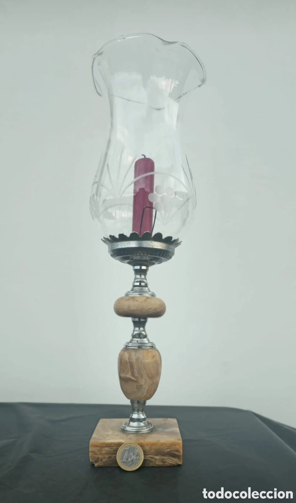 Vintage: Lampara cristal y alabastro - Foto 6