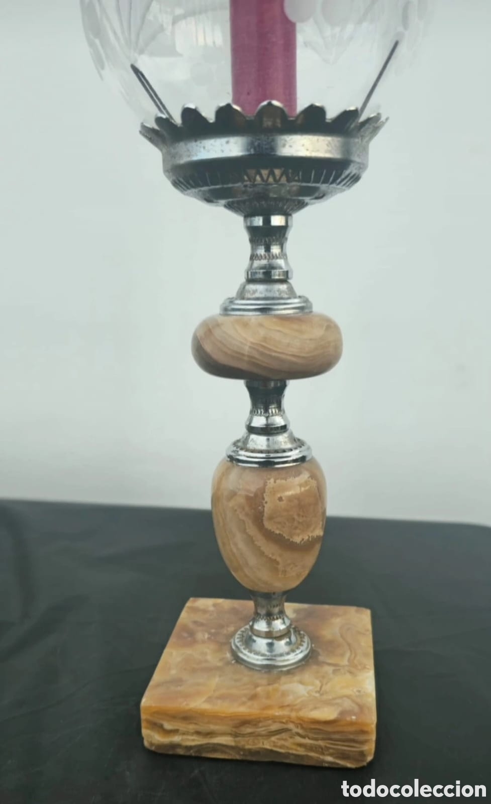 Vintage: Lampara cristal y alabastro - Foto 8