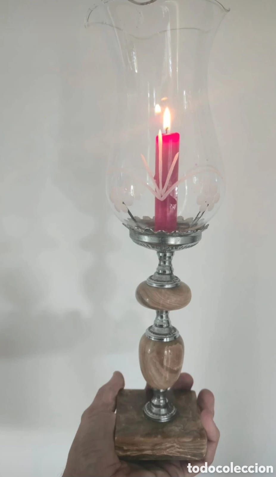 Vintage: Lampara cristal y alabastro