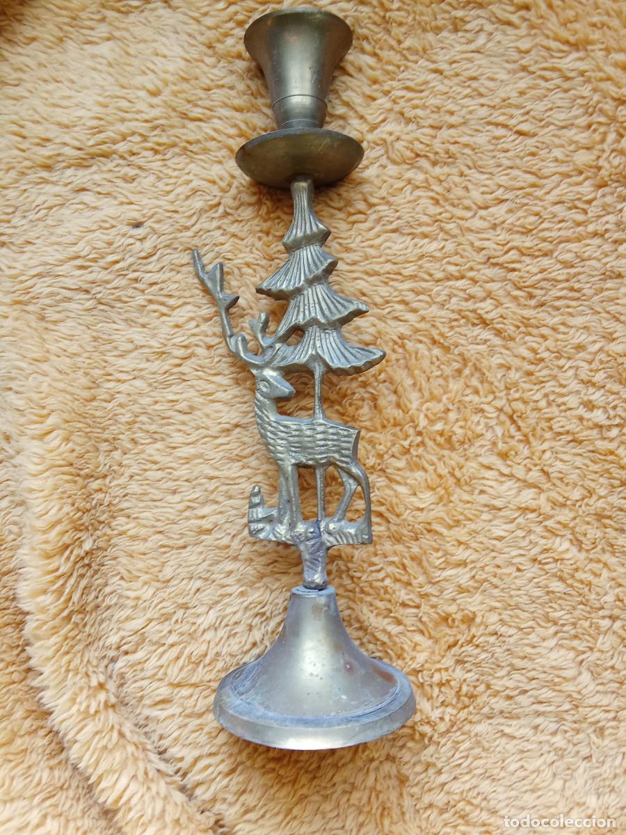 Vintage: CANDELABRO EN METAL- FIGURA DE CIERVO CON ARBOL