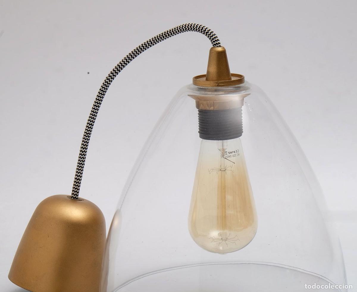 Vintage: L&aacute;mpara Techo Cristal Transparente y Dorada - Foto 2