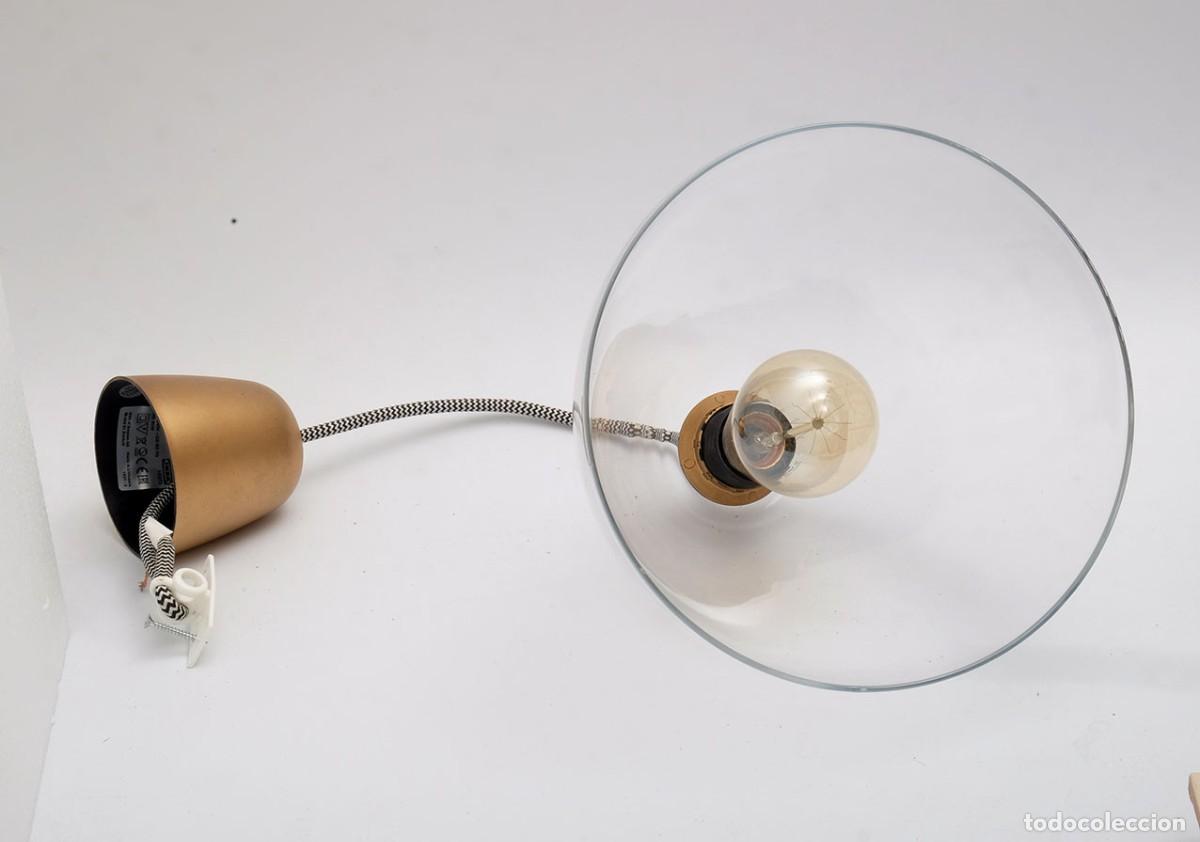 Vintage: L&aacute;mpara Techo Cristal Transparente y Dorada - Foto 3