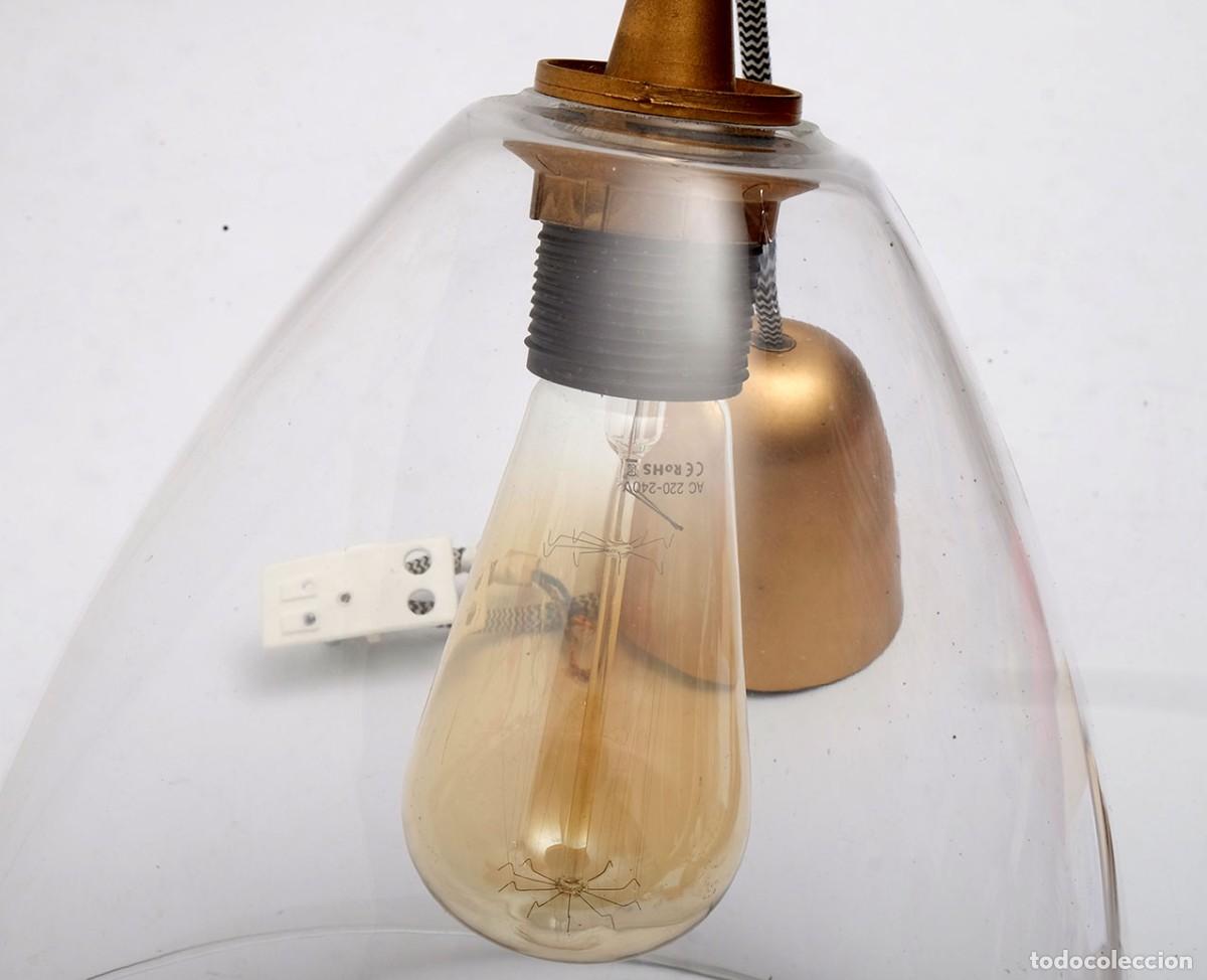Vintage: L&aacute;mpara Techo Cristal Transparente y Dorada - Foto 4