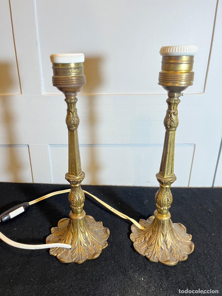 Vintage: Pareja de l&aacute;mparas sobremesa bronce lat&oacute;n cl&aacute;sico vintage neocl&aacute;sico imperio 23 cm E27