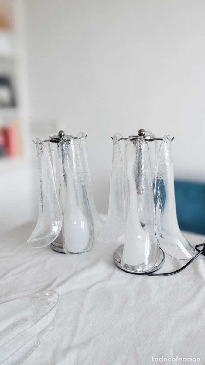 Vintage: L&aacute;mparas de mesa Novaresi Petalos Murano