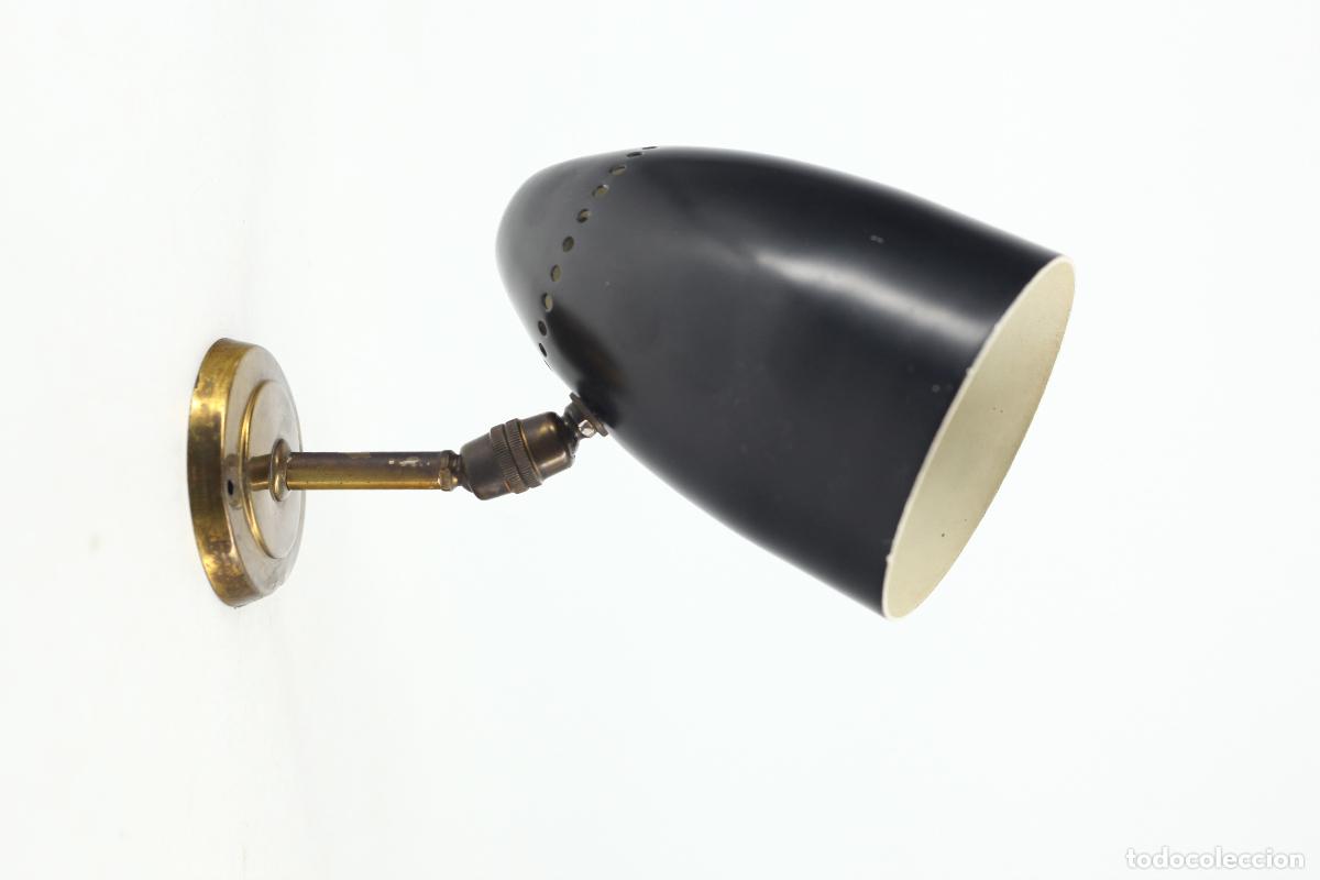 Vintage: lampara pared aplique vintage estilo stilnovo negro lat&oacute;n articulado orientable Francia a&ntilde;os 60