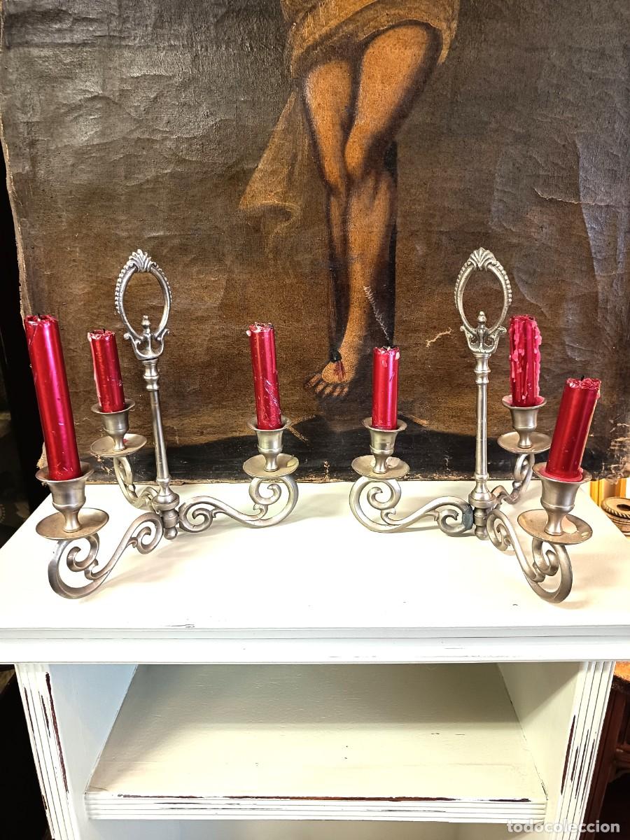 Vintage: Candelabro metal 3 velas
