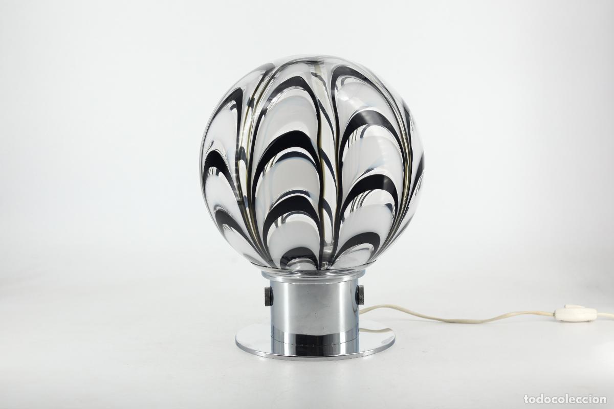 Vintage: lampara sobremesa vintage cristal murano italia a&ntilde;os 70 cromado