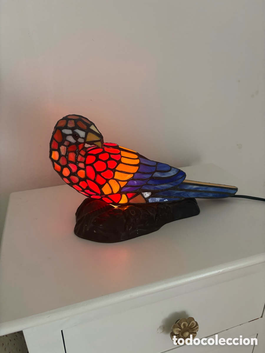 Vintage: L&aacute;mpara de vidrio Tiffany &bull; Loro