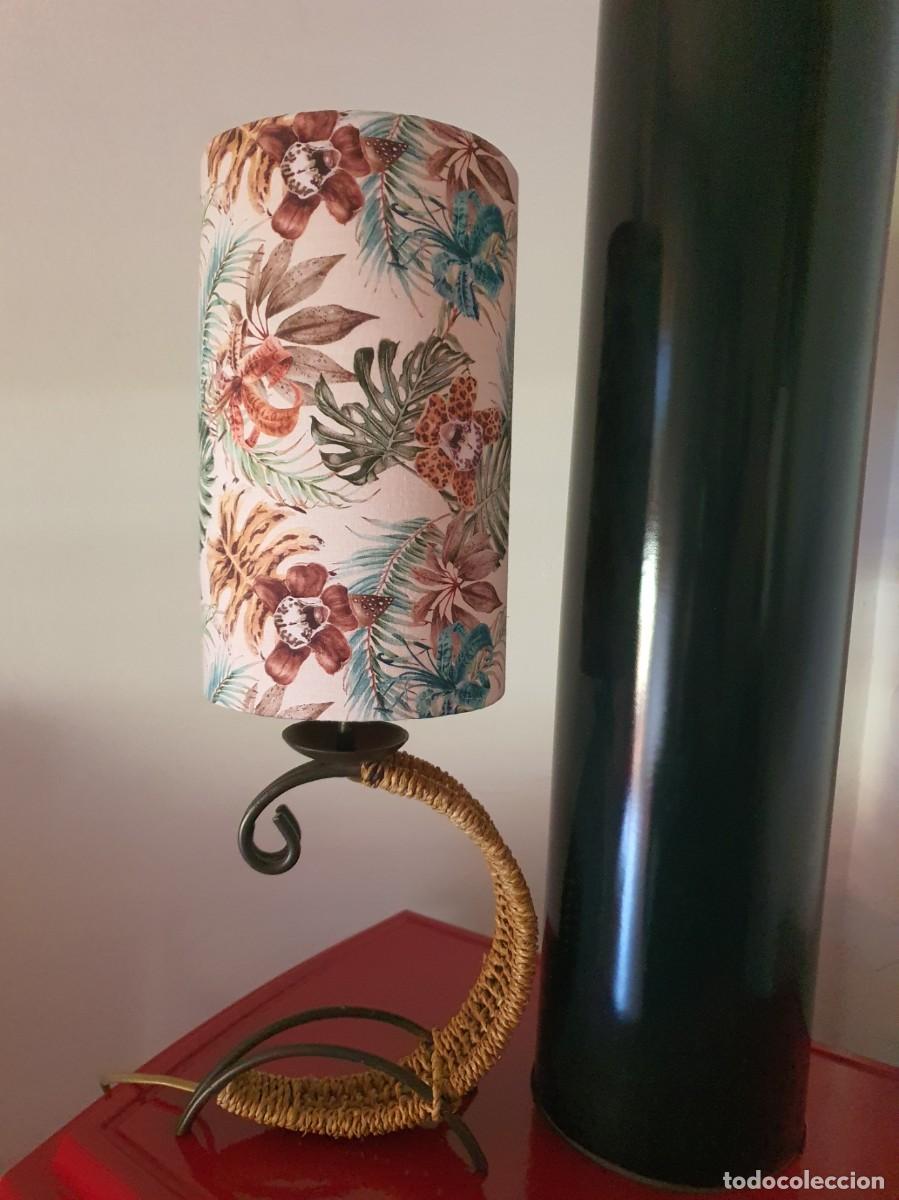 Vintage: L&aacute;mpara de mesa vintage / exclusiva - Hierro forjado y fibras naturales