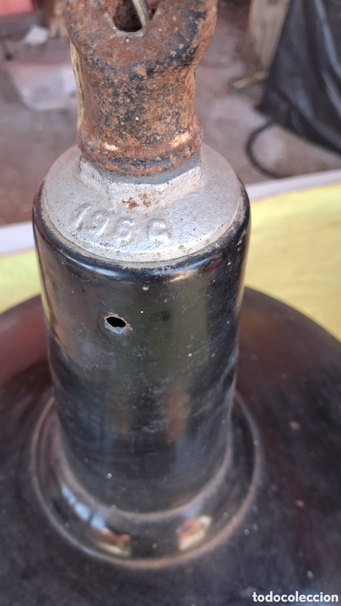 Vintage: Lote 3 Antiguas L&aacute;mparas Industriales de Techo - Pareja Esmaltada A&ntilde;o 1959 + Plato R&uacute;stico &Oacute;xido Vin