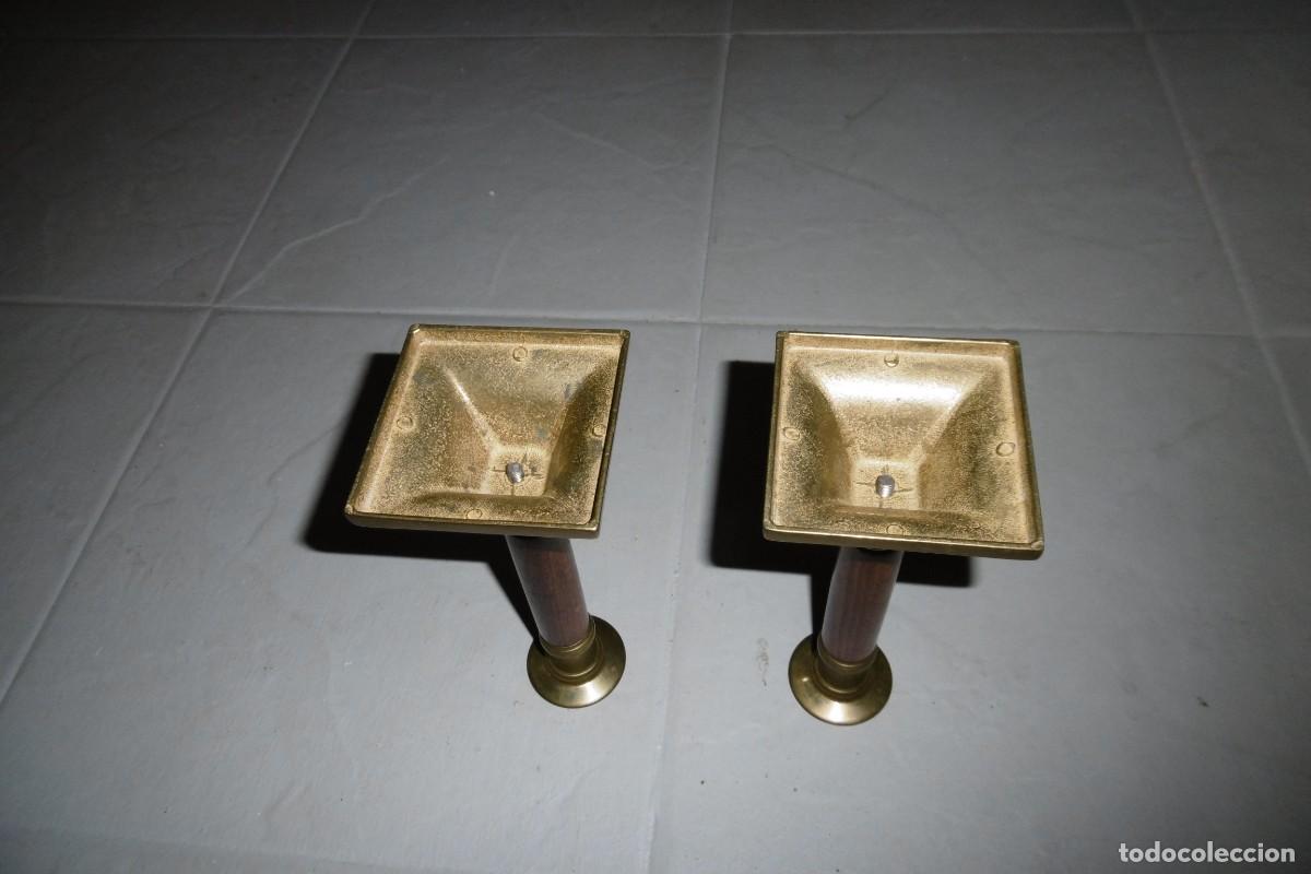 Vintage: LOTE DE 2 CANDELABROS DE LATON - Foto 2