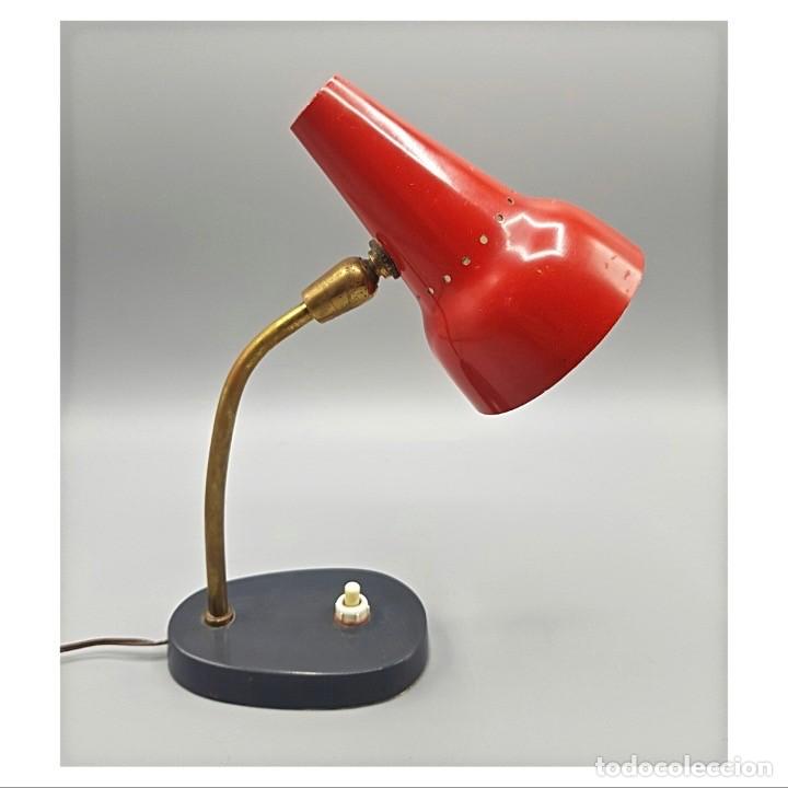 Vintage: Peque&ntilde;a L&aacute;mpara Roja METALARTE al estilo JACQUES BINY Peque&ntilde;a dise&ntilde;o a&ntilde;os 50s Rara