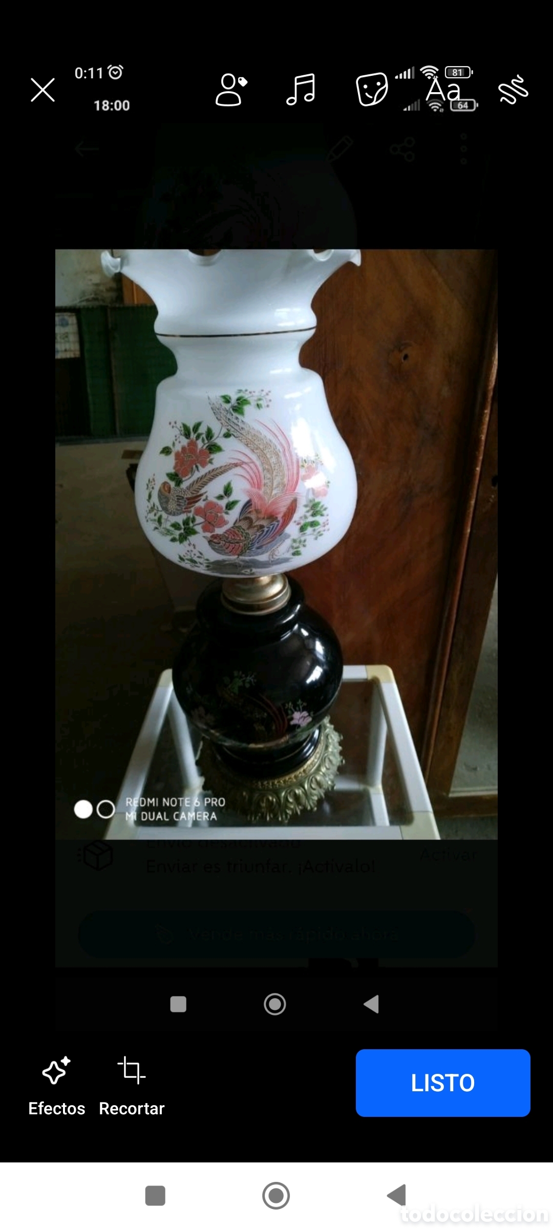 Vintage: Lampara de mesa vintage tipo quinqu&eacute;