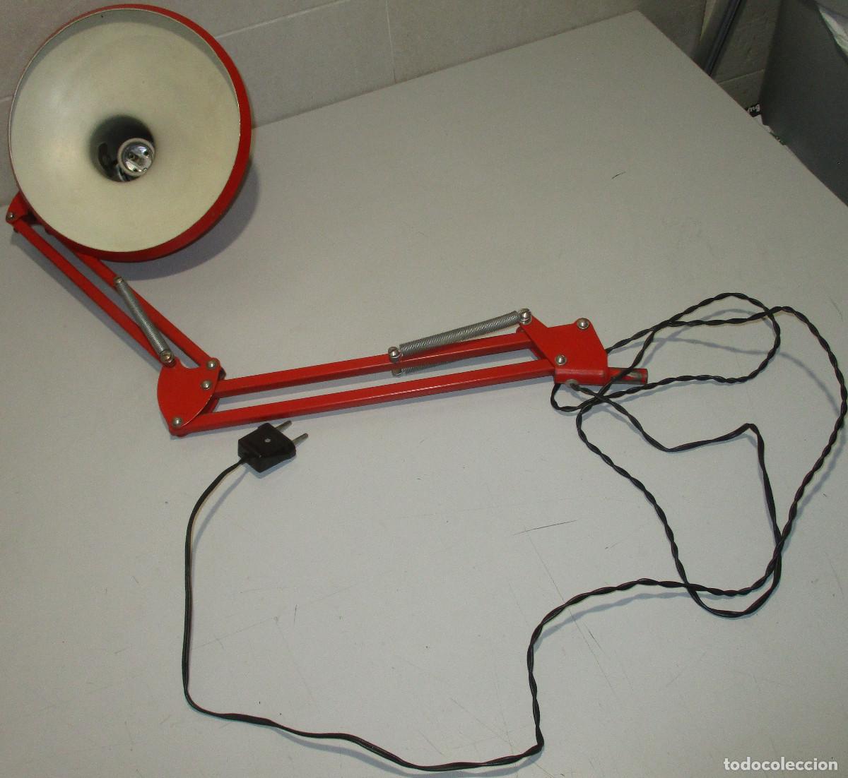 Vintage: antiguo flexo rojo tipo FASE arquitecto estudiante vintage l&aacute;mpara