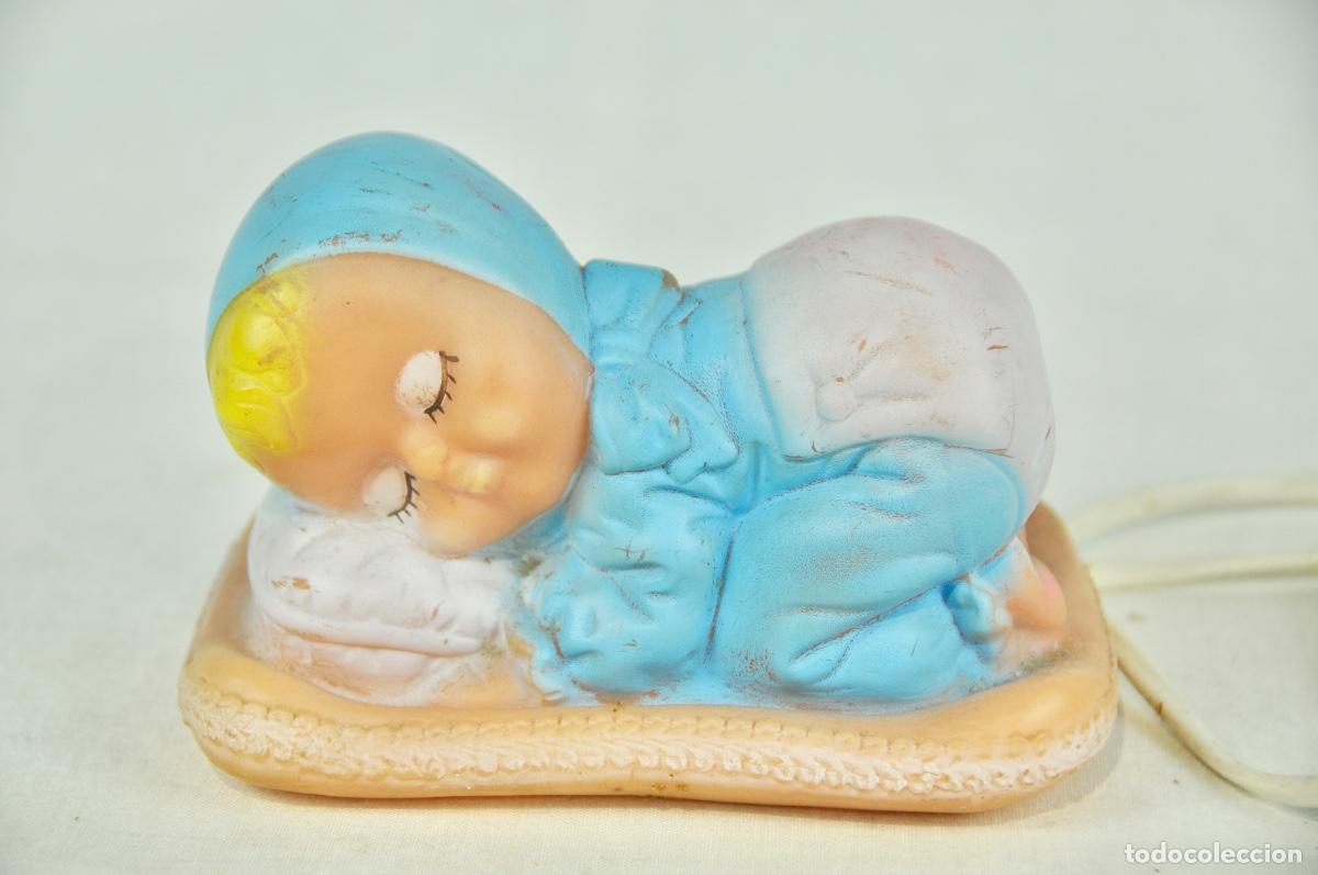 Vintage: L&aacute;mpara mesilla ni&ntilde;o azul - Foto 1