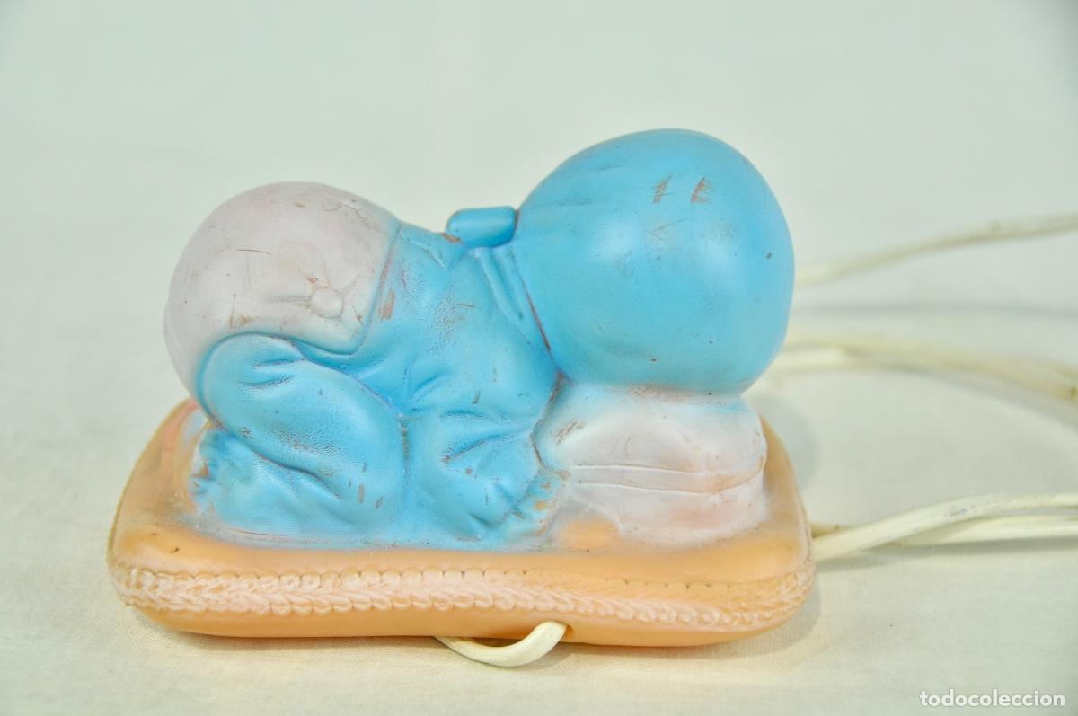 Vintage: L&aacute;mpara mesilla ni&ntilde;o azul - Foto 3