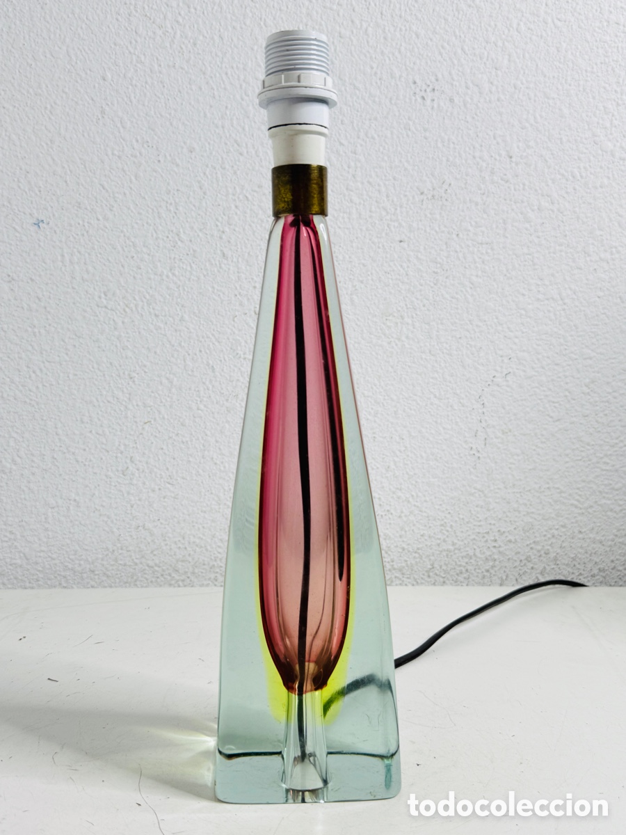Vintage: L&aacute;mpara Mesa Cristal Tipo Murano Sommerso