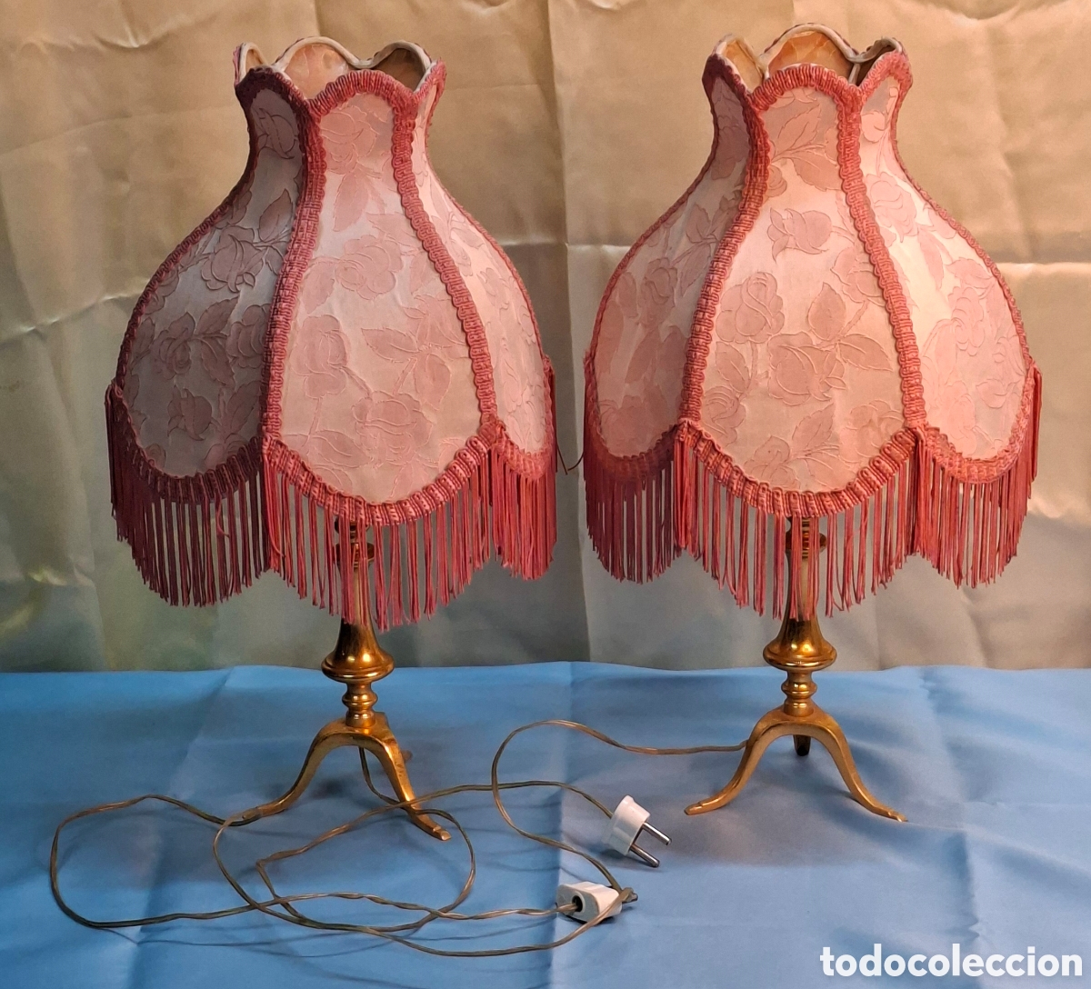 Vintage: Pareja de l&aacute;mparas vintage con flecos