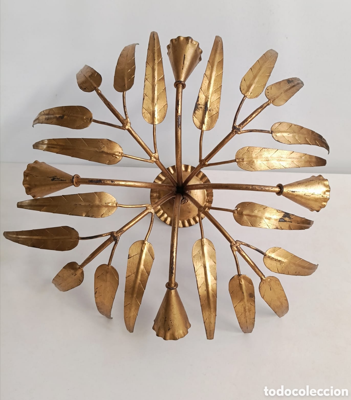 Vintage: LAMPARA SOL FORJA PAN ORO A&Ntilde;OS 60 MID CENTURY VINTAGE MODERN HIERRO DORADO TECHO PALMERA HOJAS