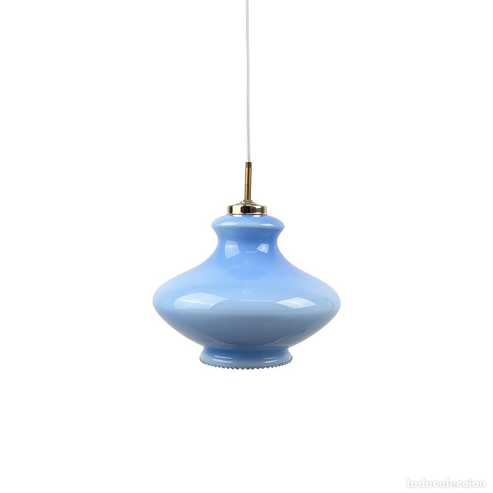 Vintage: L&aacute;mpara de techo de cristal opalina, 1970s - Foto 1