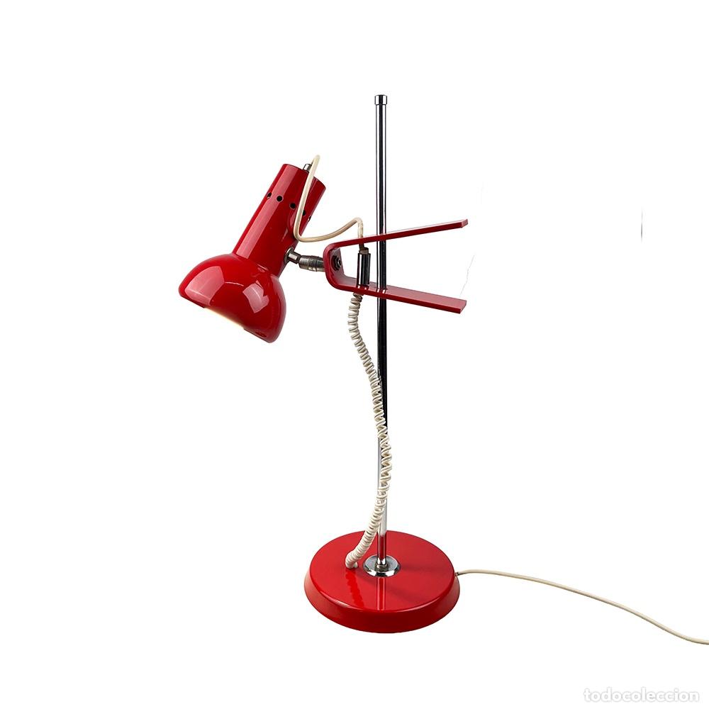 Vintage: L&aacute;mpara de mesa roja 1970s - Foto 1